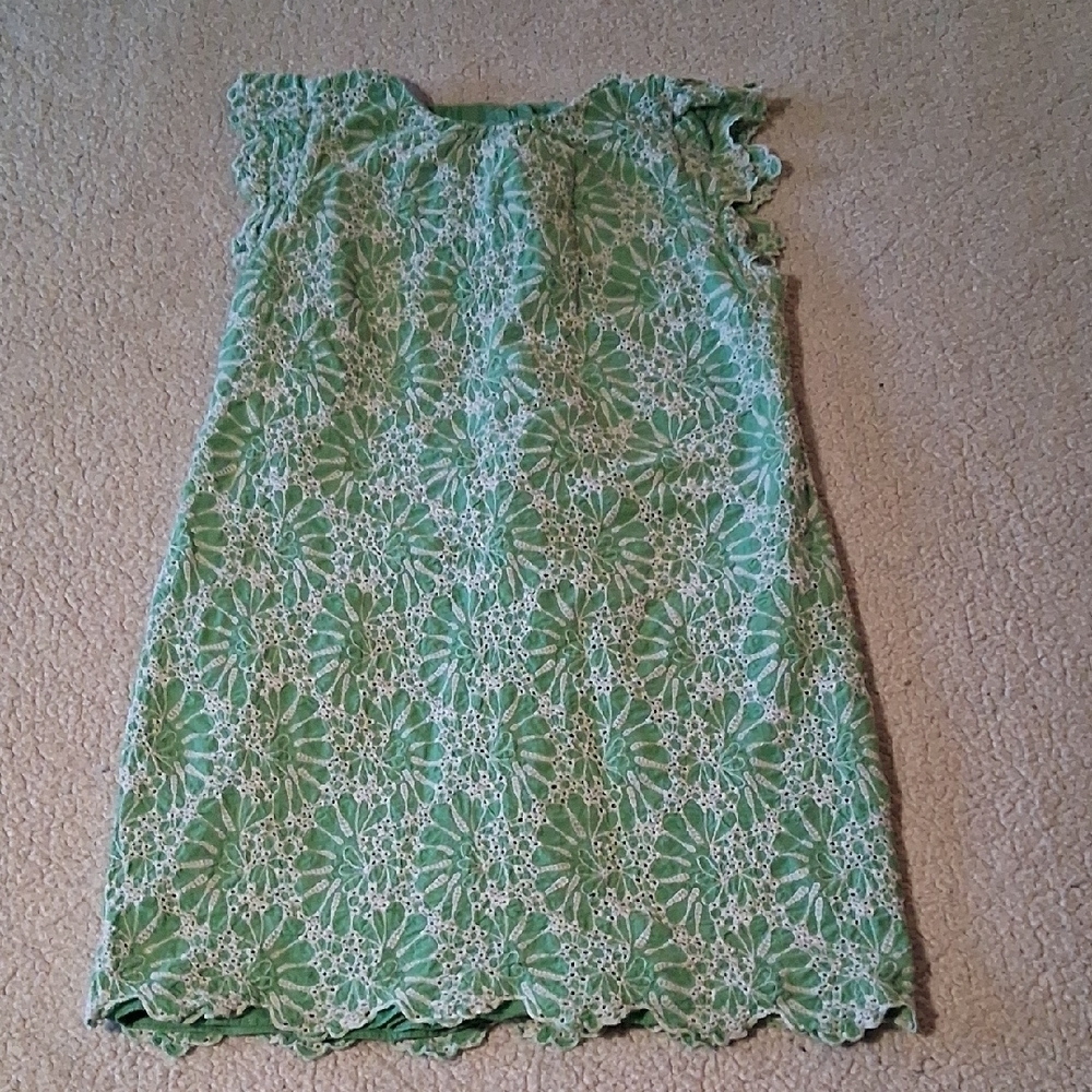 LOFT Green and White Lace Summer Vacation Midi Dress 8p